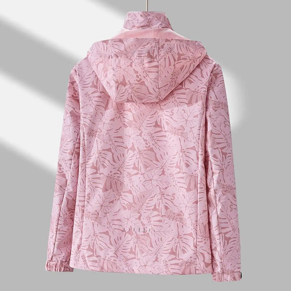 Leaf Print Windbreaker for Women