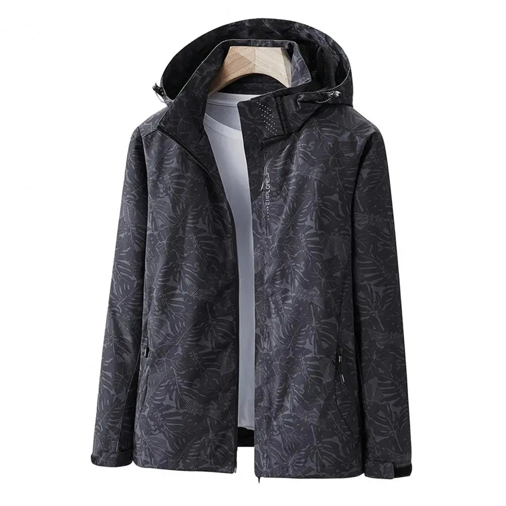 Leaf Print Windbreaker for Women