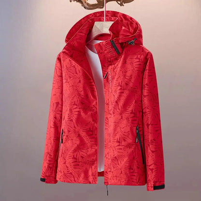 Leaf Print Windbreaker for Women