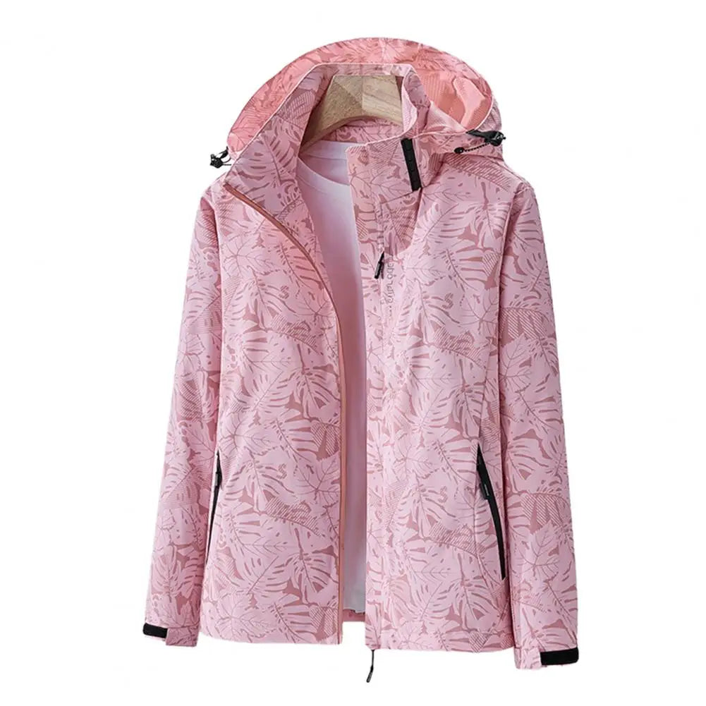 Leaf Print Windbreaker for Women