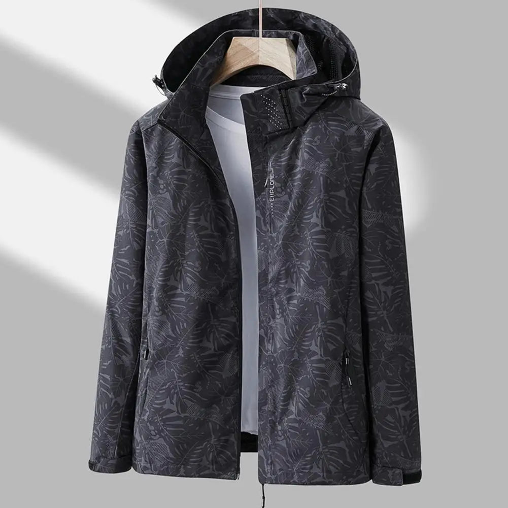 Leaf Print Windbreaker for Women